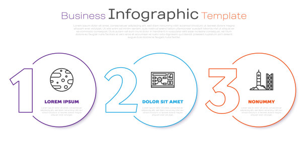 卫星天线，未来hud界面和火箭发射从太空港。业务信息模板。向量图片下载