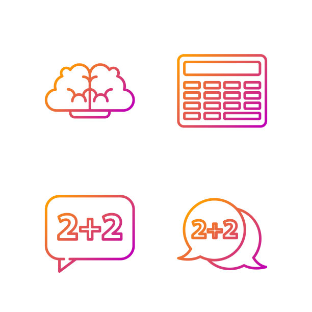 设置线几何图形圆锥，图表，时间表，图表，图表，图表，图表，时间表，图表，图表和黑板。渐变颜色图标。向量图片下载