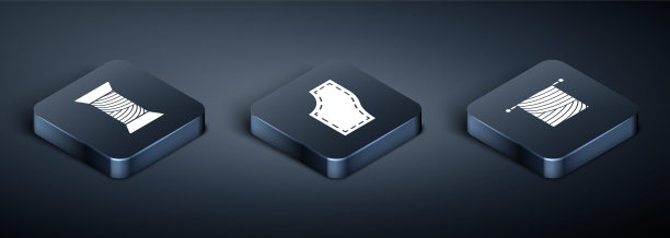 在线轴上设置等距缝纫线，针织和缝纫图案图标。向量图片下载