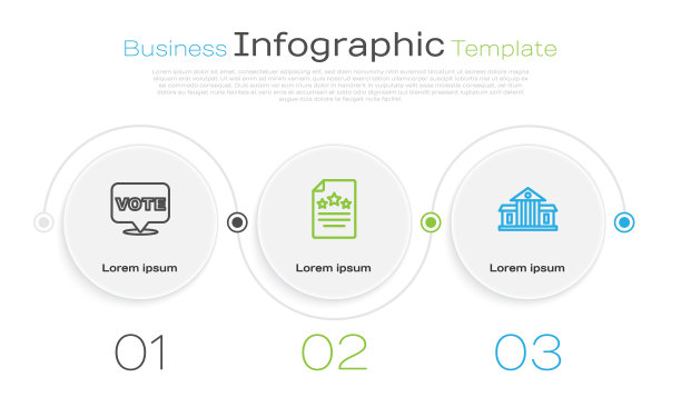 投票，独立宣言和白宫。业务信息模板。向量图片下载