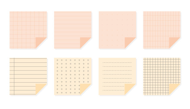 笔记本纸蜡笔笔记表集向量图片下载