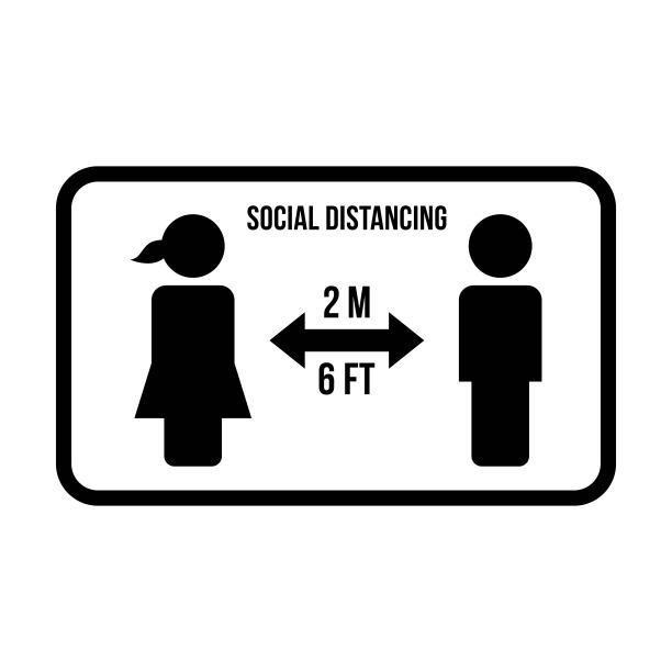 社会距离图标符号向量保持安全距离标志在一个象形图插图图片下载