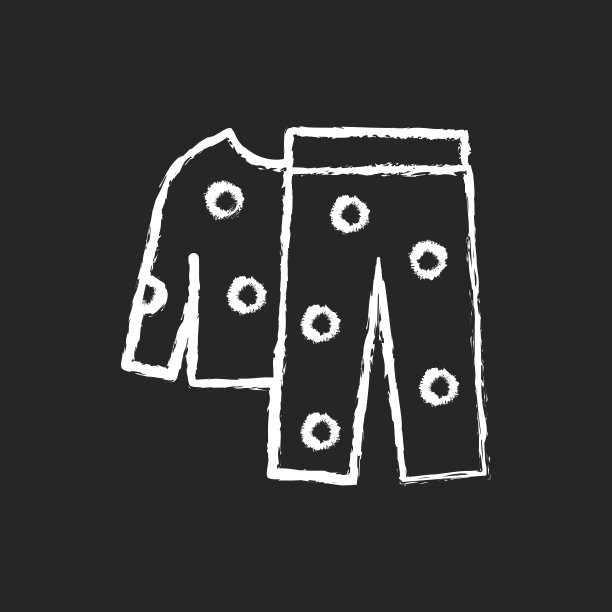 羊毛睡衣粉笔白色图标在黑暗的背景图片下载