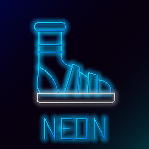 发光的霓虹线拖鞋与袜子图标图片下载