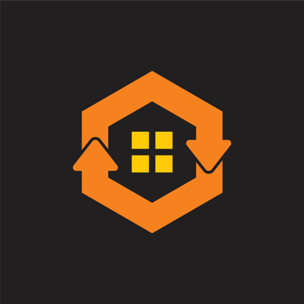 绿色刷新家居六角形箭头标志标志图片下载