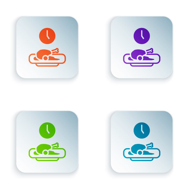 彩色食物时间图标隔离在白色背景图片下载