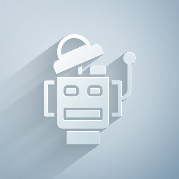 剪纸机器人图标孤立在灰色背景图片下载