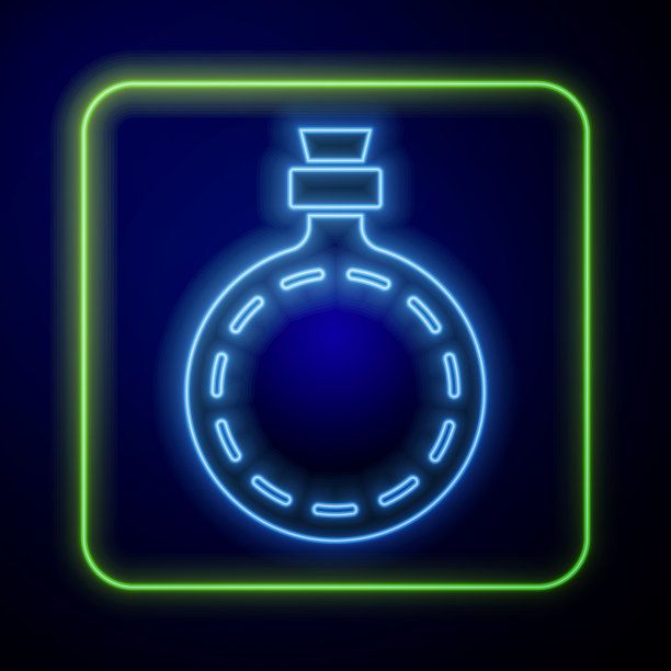 发光的霓虹灯水壶图标隔离图片下载