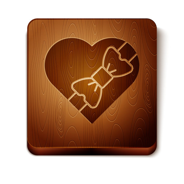 棕色糖果心形盒子和蝴蝶结图标图片下载