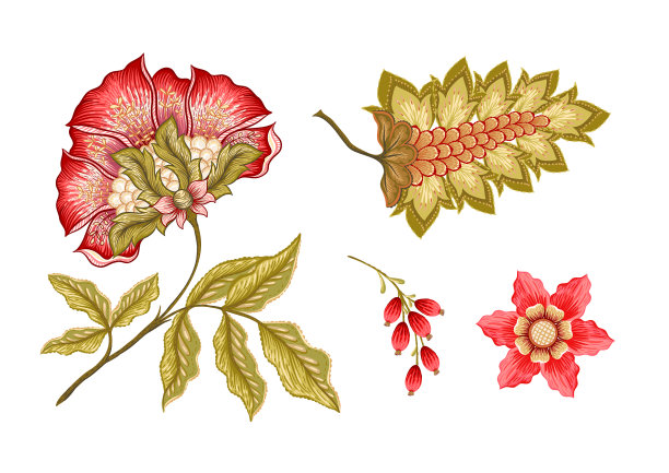 复古雅可比豆风格的梦幻花朵图片下载