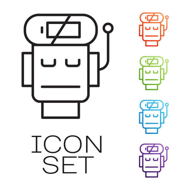 黑线机器人电池电量低图标隔离图片下载