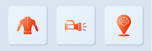 设置手电筒潜水衣和扇贝图片下载