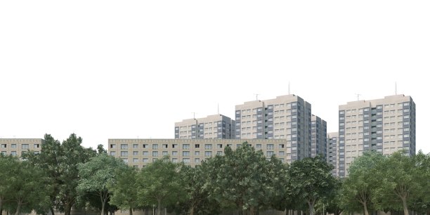 城市景观3d插图孤立在白色背景图片下载