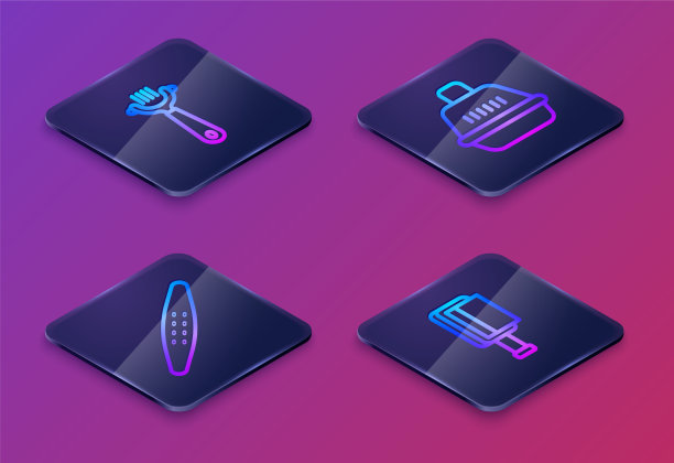 为狗和猫设置等距线毛刷图片下载