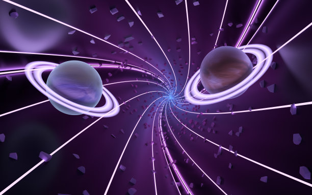 紫色扭曲立方体与黑色背景，3d渲染。图片下载