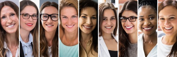 多元文化女性面孔照片拼贴图片下载