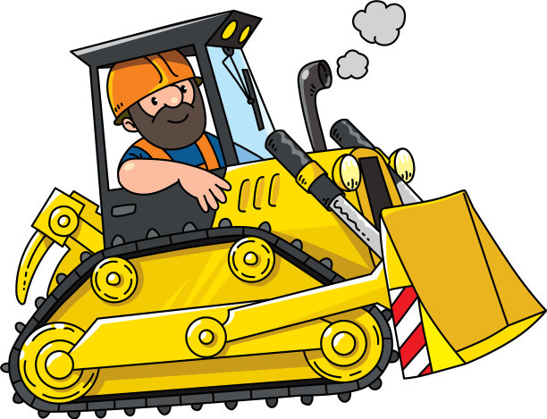 推土机漫画里的建筑工人图片下载