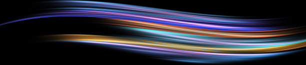 抽象现代彩色笔触，波孤立在黑色背景，3D渲染图片下载