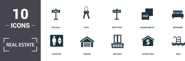 不动产图标集包括简单图片下载