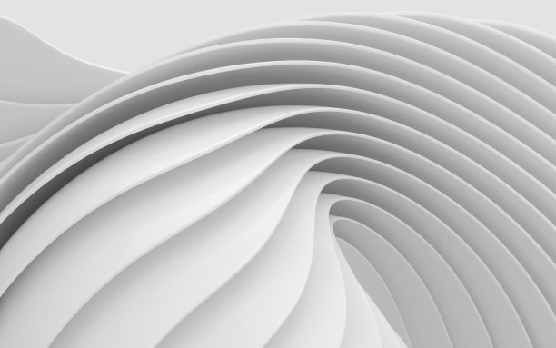 白色曲线与抽象几何，3d渲染。图片下载