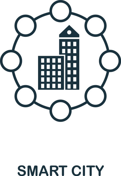 智慧城市图标单色风格图标设计源自图片下载