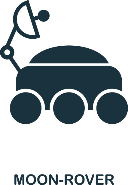 月球车图标平面风格的图标设计的UI图片下载