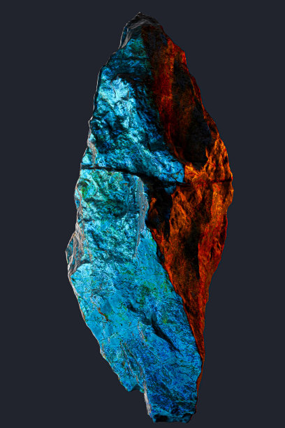 岩石矿物彩色深色石头背景，黑色岩石孤立图形元素3d渲染，海报设计模板。图片下载