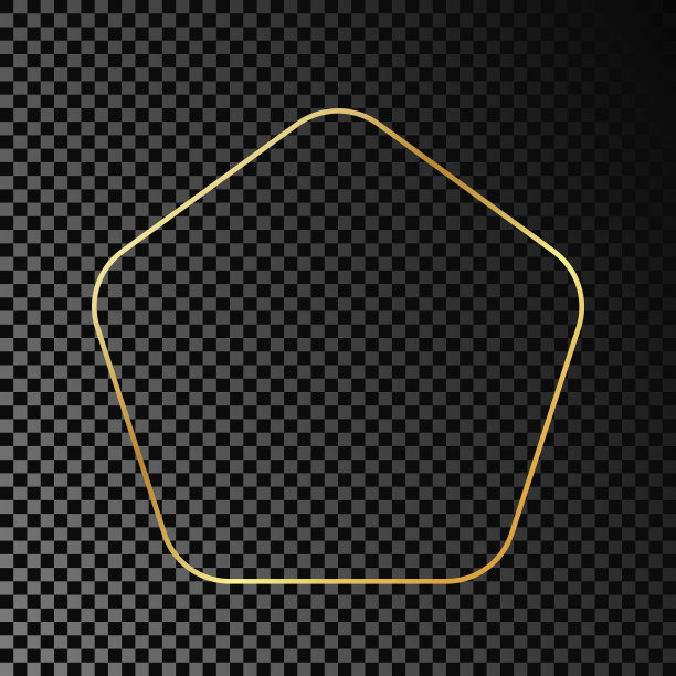 金色发光的圆形五角形框架图片下载