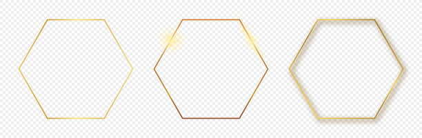 金色发光的六角形框架图片下载