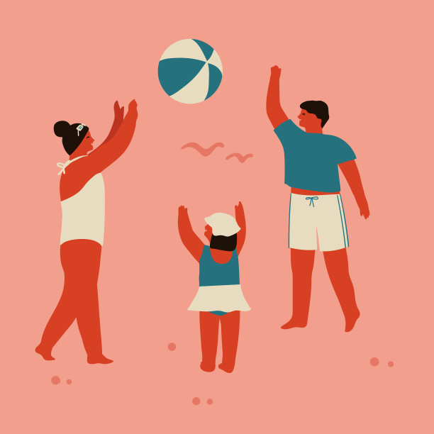 活泼的一家人在玩球图片下载