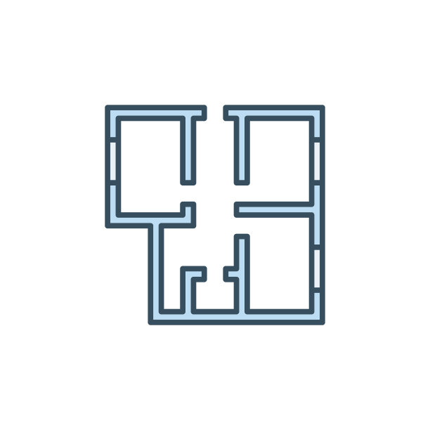 房屋平面图蓝色图标-建筑图片下载