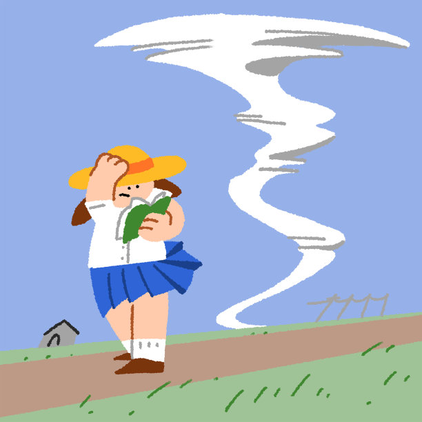 随着台风的临近，女学生仍在继续学习图片下载