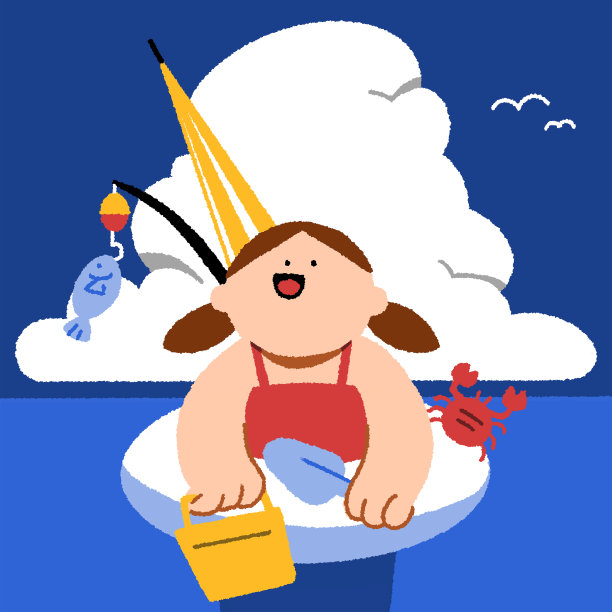 在海边享受悠闲时光的女孩图片下载