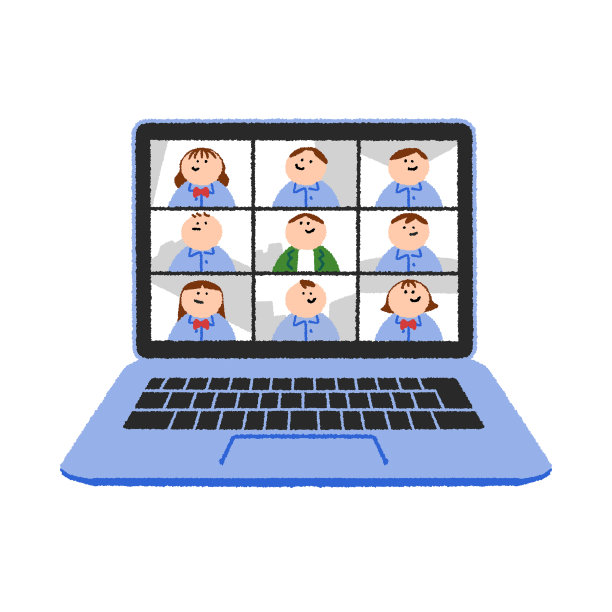 一个男性教师的计算机进行在线课程的插图图片下载