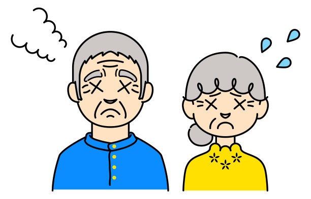 老人苦恼表情的彩色插图[祖父、祖母]图片下载
