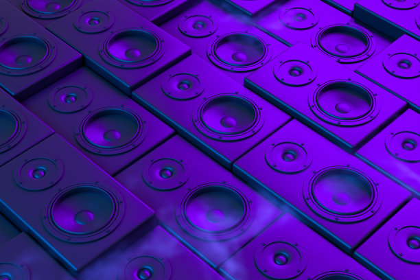 音频扬声器背景与霓虹灯图片下载