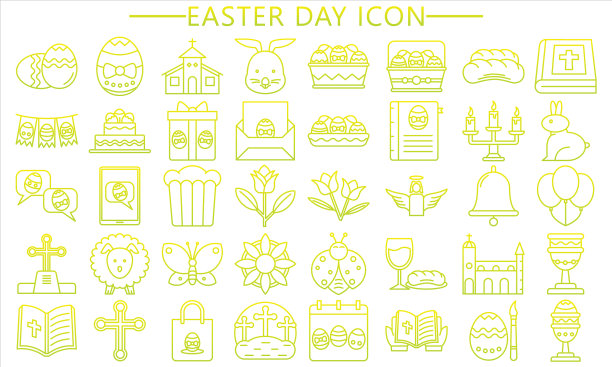 套装收集复活节快乐图标图片下载