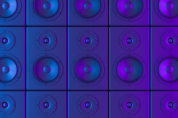 音频扬声器背景与霓虹灯图片下载