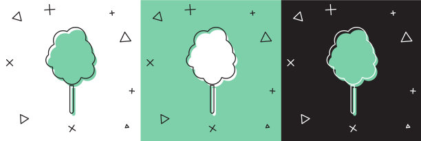 设置棉花糖图标隔离在白色和绿色图片下载