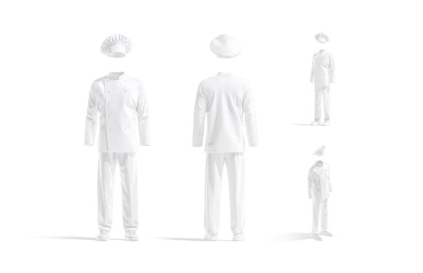 空白的白色厨师制服模型，不同的看法图片下载
