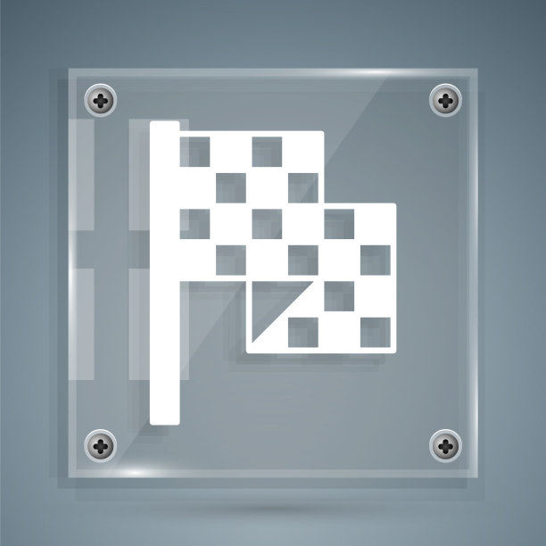 白色方格旗图标孤立在灰色图片下载