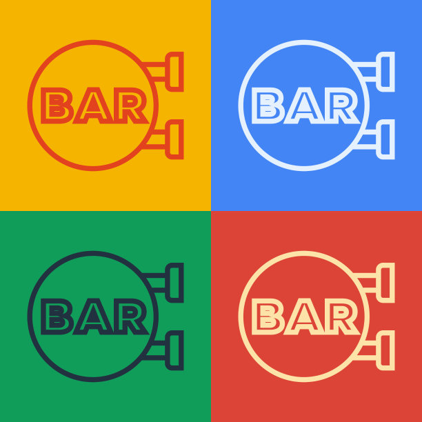 带有题字栏的街头招牌波普艺术线图片下载