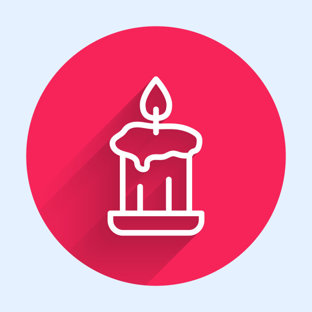 白色线燃烧蜡烛在烛台图标图片下载