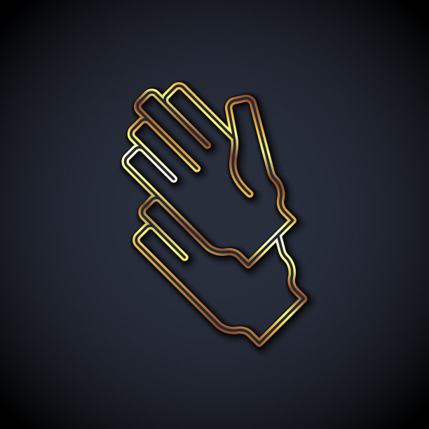 金线橡胶手套图标孤立在黑色图片下载