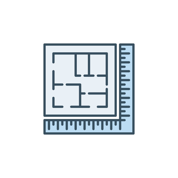 尺与房屋平面图建筑颜色图片下载