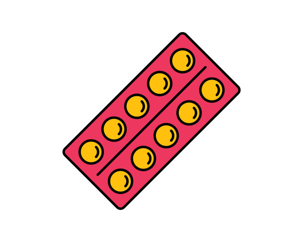 吸塑药品包装线图标为线型风格标志图片下载