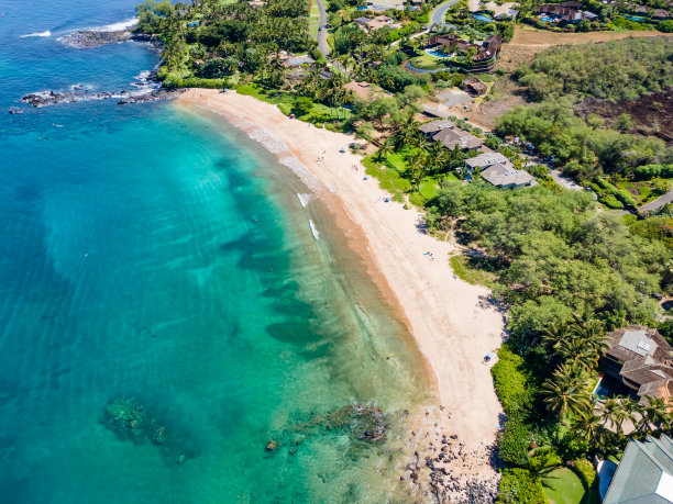 毛伊岛海滩鸟瞰图图片下载