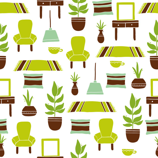 无缝图案客厅家具图片下载