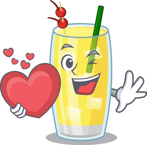 一个甜的菠萝朗姆酒鸡尾酒卡通人物图片下载