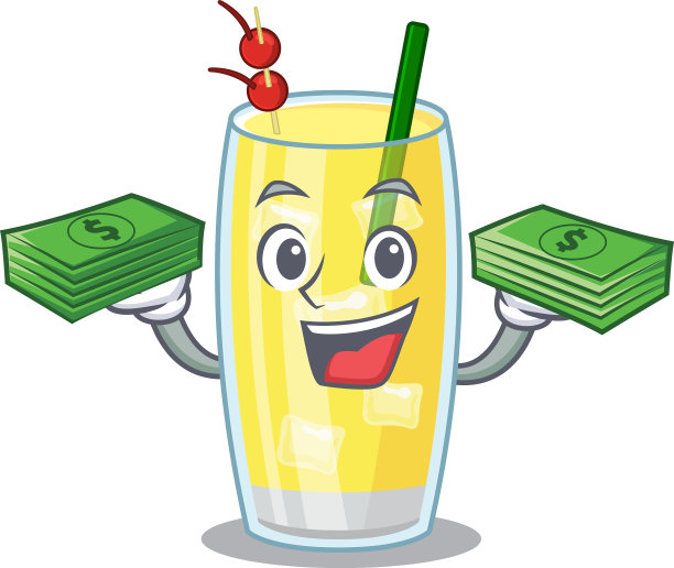 一个富有的菠萝鸡尾酒卡通人物图片下载